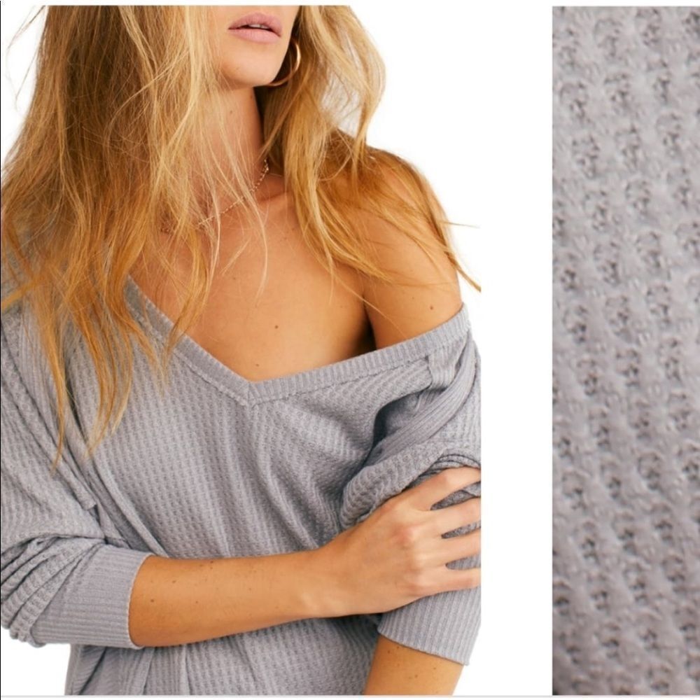 Free People Santa Clara Thermal Slouchy Lagenlook Top